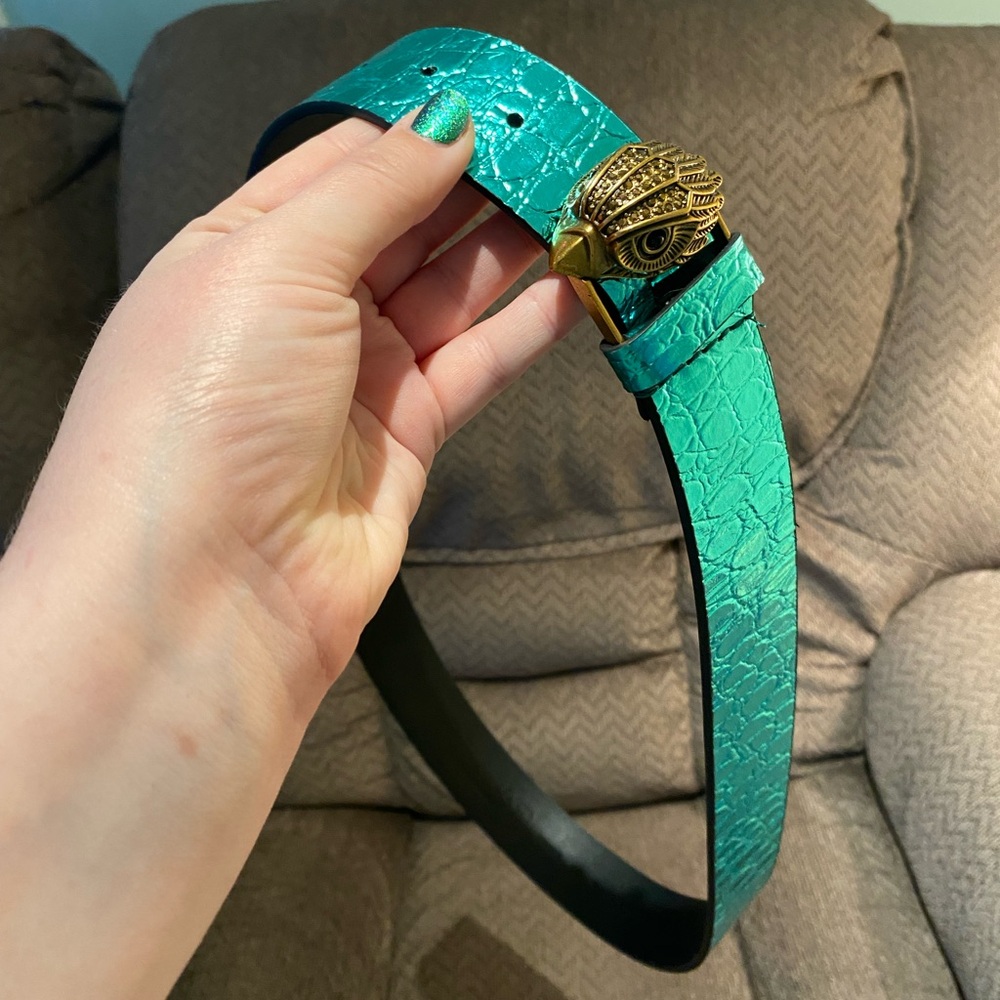 NWT Kurt Geiger Croco Metallic Leather Belt L/XL